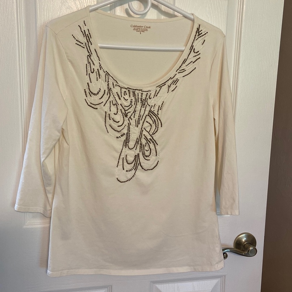 Coldwater Creek Beaded top, size small